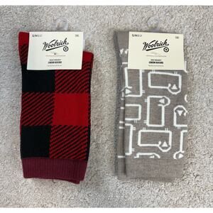 NWT Woolrich x Target 2 Pairs of Crew Socks Buffalo Check Khaki Sheep Size S/M